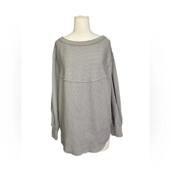Free People OG Long Sleeve Pullover Top Stone Size Small #OB1164798 - Picture 2 of 9